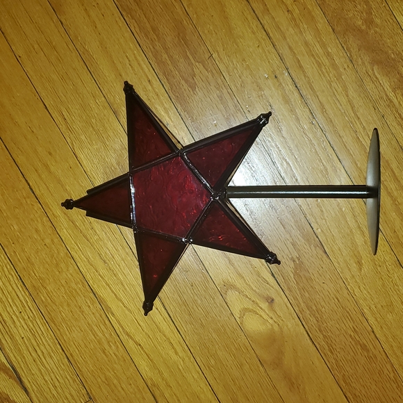 Other - Red stained glass star tea light holder